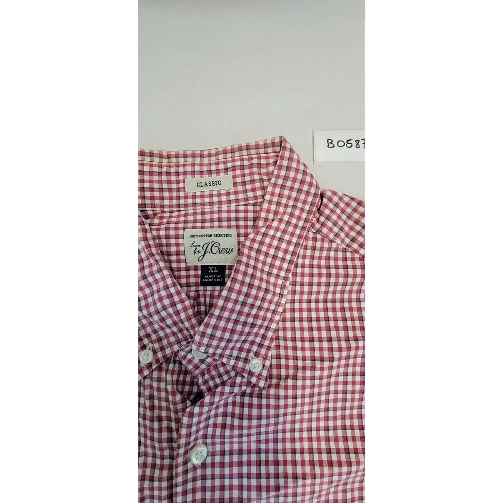 J‎ Crew Classic Fit Red Gingham Button Down Shirt XL Long Sleeve Cotton Men